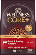Wellness CORE+ Dry Dog Food with Freeze Dried Pieces, Wholesome Grains, High Protein, Natural, Beef & Barley Recipe, (18-Pound Bag)