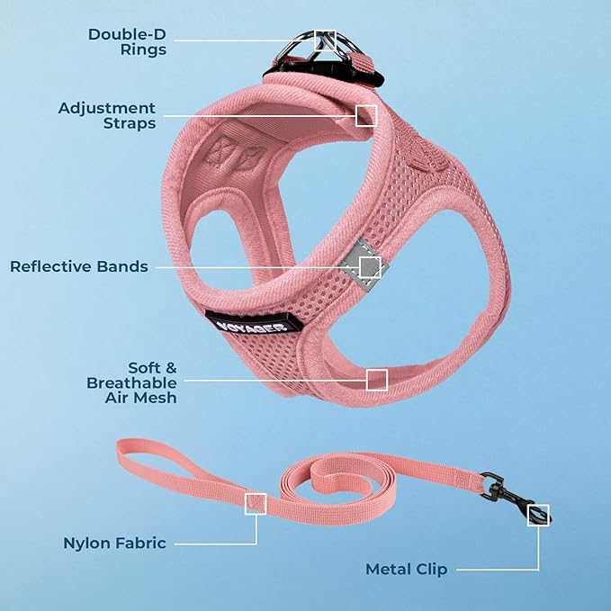 Voyager Step-in Pet Harness - All Weather Mesh, Adjustable Step in Harness for Cats and Dogs by Best Pet Supplies - 307S Pink, M