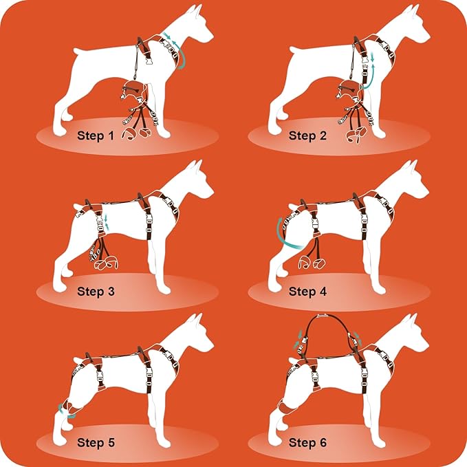 Dog Lift Harness, Dog Lift Sling Carrier with Handle & Shoulder Sling, Support Harness for Rear Back Legs Helps,Disabled,Arthritis,Joint Injuries,Paralysis Up Stairs（Orange,Large）
