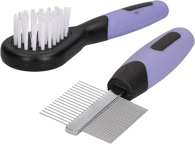 AB Tools Small Animal Mini Soft Brush & Double Sided Comb Grooming Kit