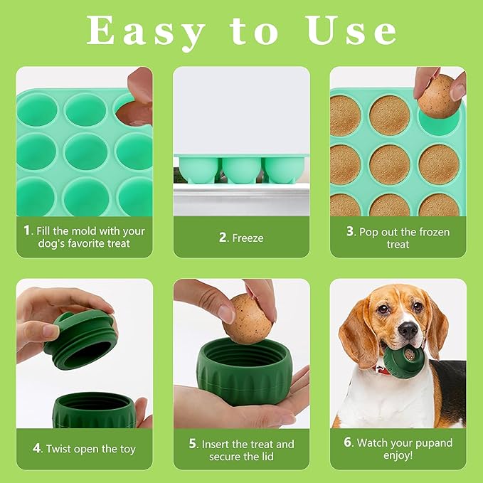 9Cavities Silicone Dog Treat Mold for Woof Pupsicle & Power Chewer Pupsicle, Frozen Dog Treat Molds for Making Refill Treats 10-25lbs (Small)
