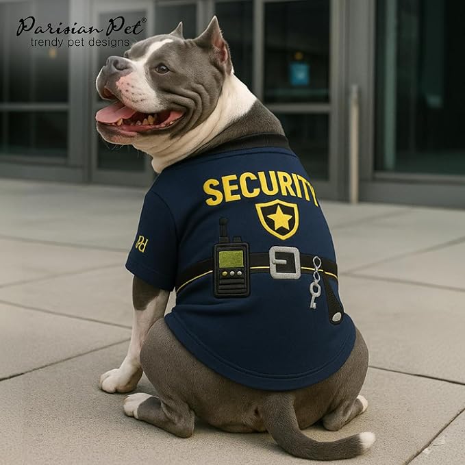 Parisian Pet Dog Security Woofficer Shirt - Embroidered Pet Vest - 100% Cotton & Polyester Doggy Shirt - Lightweight Pet Clothes - Sleeved Puppy Costume - Funny Shirts for Large Dogs - 3XL