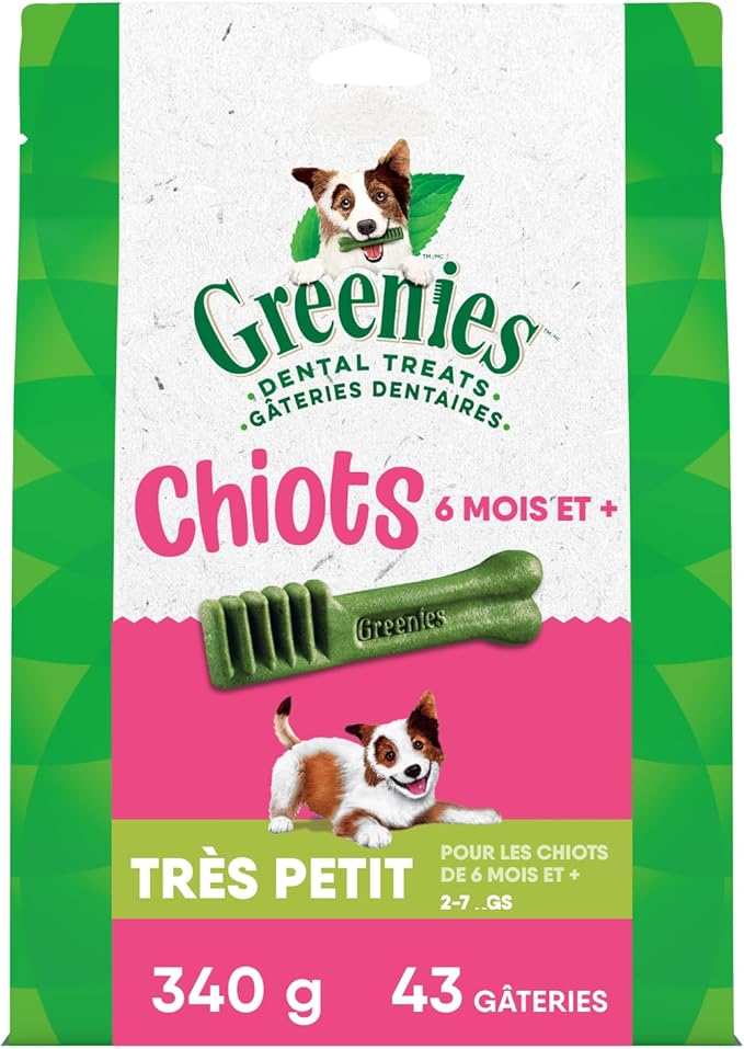Greenies Dog Treats Veterinarian-Recommended Natural Dental Puppy Treats Teenie Size,12 oz. Pack,43 Count (Pack of 2)