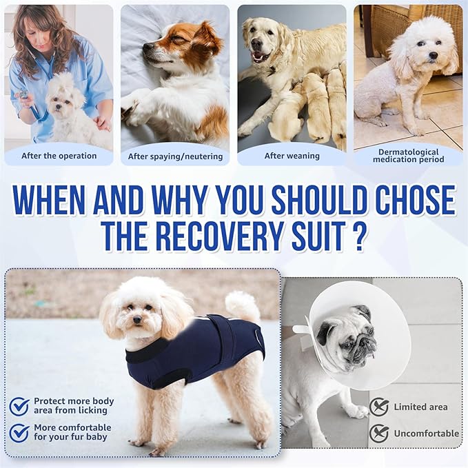 SlowTon Dog Surgery Recovery Suit - Zipper On Dog Onesies After Surgery for Female Male Dogs, Abdominal Wounds Bandages Cone/E-Collar Alternative Dogs Body Suit Anti-Licking (DBL,3XL)