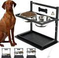 Elevated Dog Bowls, Raised Stand for Large and Medium Dogs, Adjustable Height With Two 58oz Stainless Steel Food Bowls and Spill Proof Mat