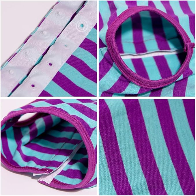 Dog’s Recovery Suit Post Surgery Shirt for Puppy, Wound Protective Clothes for Little Animals(Purple Blue Stripe-s)