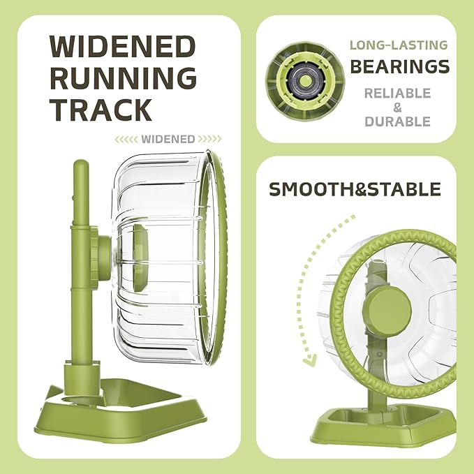 Hamster Wheel, Quiet Spinner Hamster Running Exercise Wheel with Adjustable Stand for Small Animals Syrian Dwarf Gerbils Mice (Green, Small(6.3 inch))