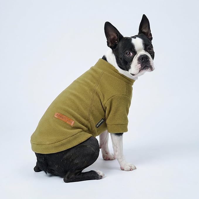 Fitwarm 3 Pack Classic Fleece Dog Sweater, Winter Clothes for Small Dogs Boy Girl, Turtleneck Dog Sweatshirt, Pet Pullover Jumper, Cat Apparel, Black, Olive Green, Cream, XL