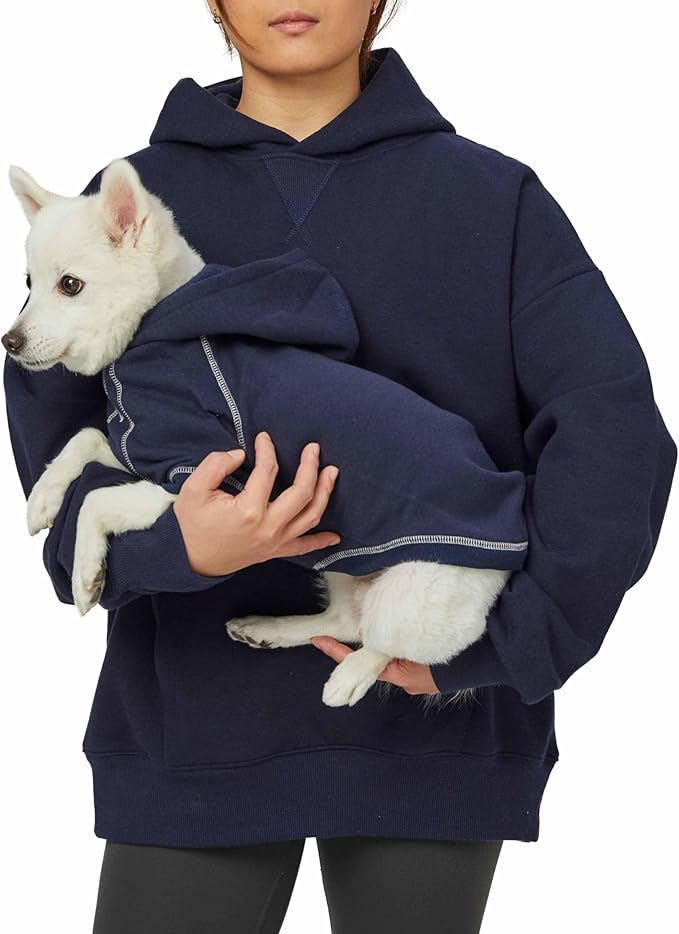 Blueberry Pet Essentials Dog Hoodie – 24 inch, Cotton‑Blend Sweatshirt with Hood, Midnight Blue, Machine‑Washable Small‑Dog Jersey