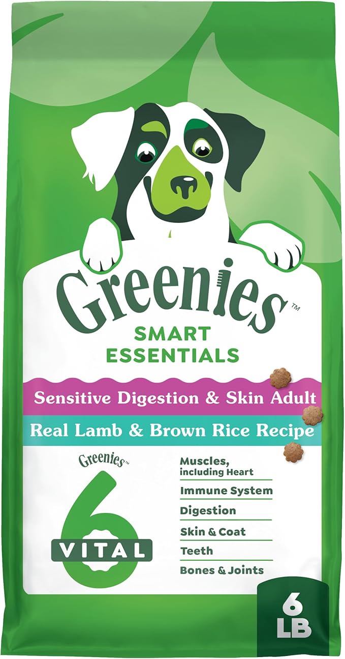 Greenies Smart Essentials Sensitive Digestion & Skin Adult Dry Dog Food Real Lamb & Brown Rice Recipe, 6 lb. Bag