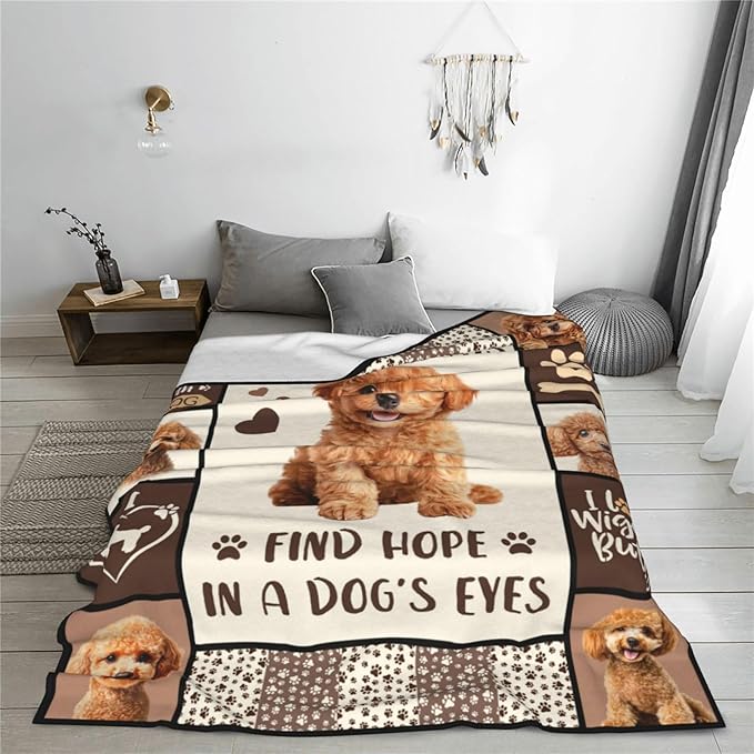 Poodle Gifts Blanket, Poodle Throw Blankets, Dog Mom Gift for Women Men Boys Girls Lover Adult Cozy Fleece Flannel Bedding Stuff Animal Plush for Couch Sofa Bed Decor 80"X60"