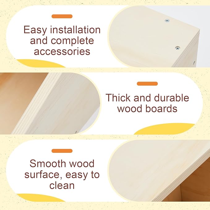 Maxcheck 2 Pack Wood Rabbit Nesting Box, 21x11.25x10 Inch Wooden Hutch Hideout for Breeding, Natural Burrow Den Alternative for Rabbits & Small Animals