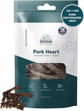 Skona PetFood Premium Chewy Dehydrated Pork Heart Jerky for Dogs & Cats, 1 lb of Pork Heart Dehydrated to 4 oz, Single Ingredient High Taurine Training Treat, Supports Heart Health & Muscle Repair