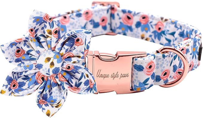 Unique style paws Cotton Dog Collar with Bow Puppy Collar with Black Blue Grid for Small Medium Large Boys Girls Dogs