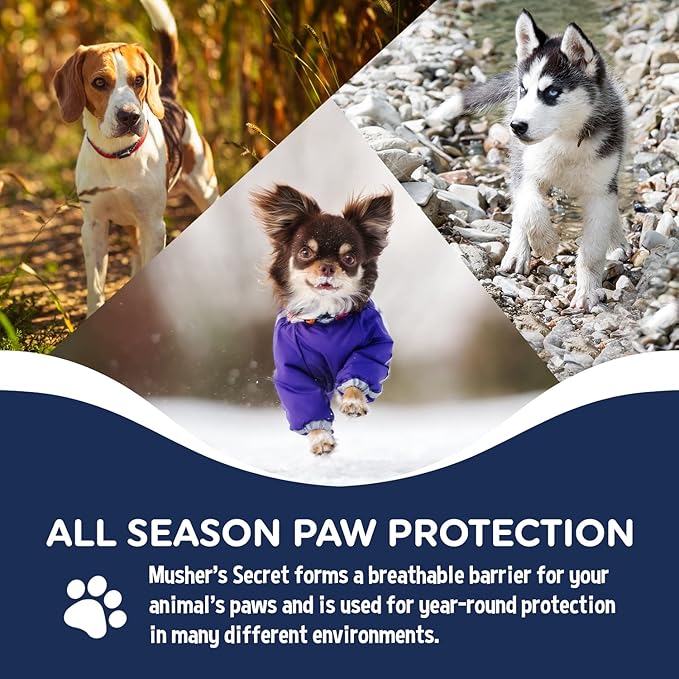 Musher's Secret Dog Paw Wax 60g – Moisturizing Dog Paw Balm – Helps Protect & Heals Cracked Paws – Creates an Invisible Paw Protectors Barrier – All-Natural Nose & Paw Balm with Vitamin E