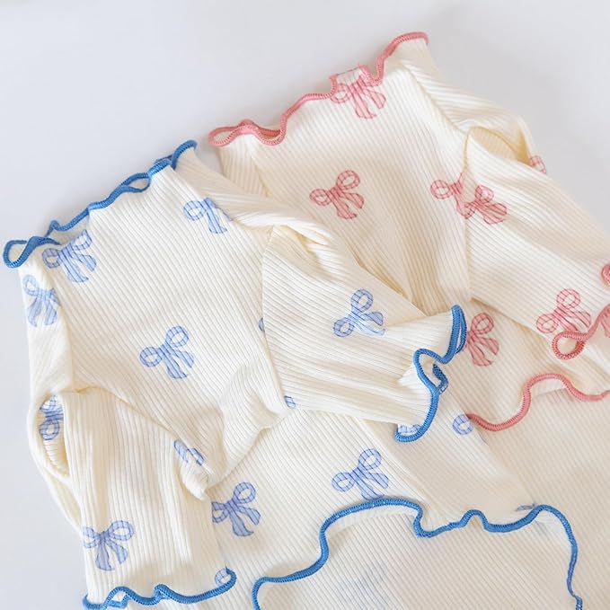 Small Dog Clothes Extra Small Dogs Spring Summer Dress Cute Soft and Breathable Outfits for Female Chihuahua Shih Tzu Yorkshire Puppy Cats (Blue, Medium)