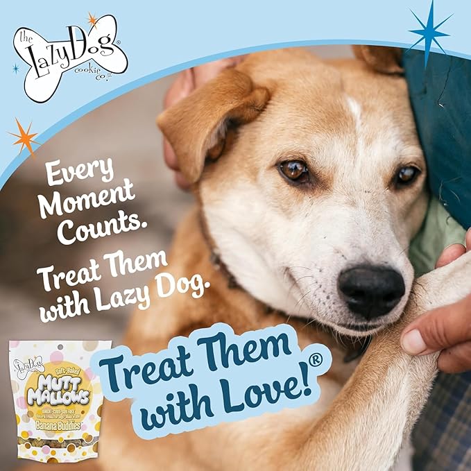 The Lazy Dog Cookie Co. Soft Dog Treats, Mutt Mallows Banana Buddies, for Small, Medium and Large Dogs, Wheat-Free, Baked in The USA, 5 oz. (Pack of 3) Banana