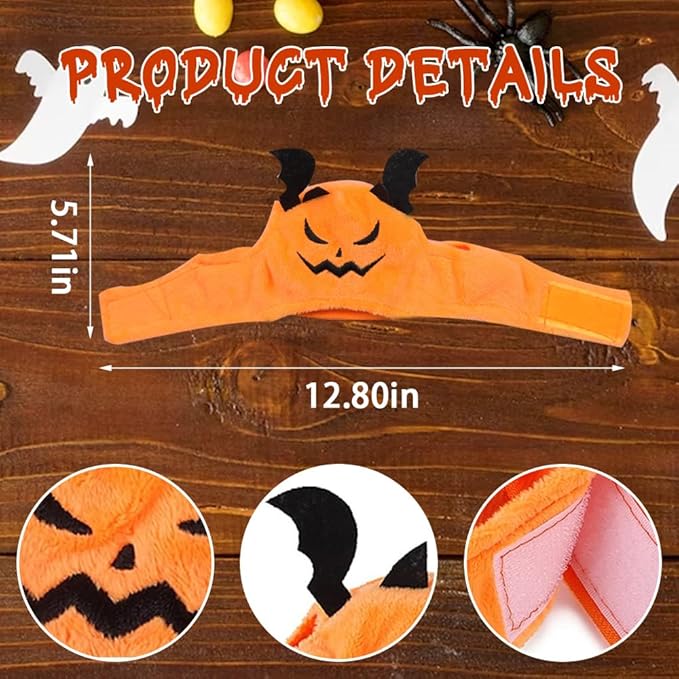 ALIBBON Cat Halloween Devil Costume Dog Halloween Devil Hat Pet Headdress for Halloween Party Adjustable Devil Cap Orange Devil Hat Dress Up for Puppy Kitty Halloween Cosplay Costume