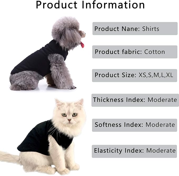 Dog Shirts Puppy Clothes for Small Dogs Boy, Pet T-Shirts Doggy Vest Apparel, Comfortable Summer Shirts Beach Wear Clothing, Outfits for Medium Dog, Kitty Cats, Soft Cotton Tops (Black M)