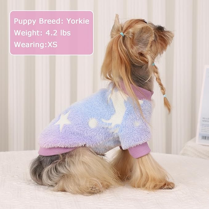 Dog Sweaters for Small Dogs Male Female Night Glow Doggy Clothes Girl Boy, Warm Pullover Doggie Sweatshirt, Winter Pet Coat Jacket Cat Costume, Small Dog Sweater Puppy Outfit, Pink, XXS