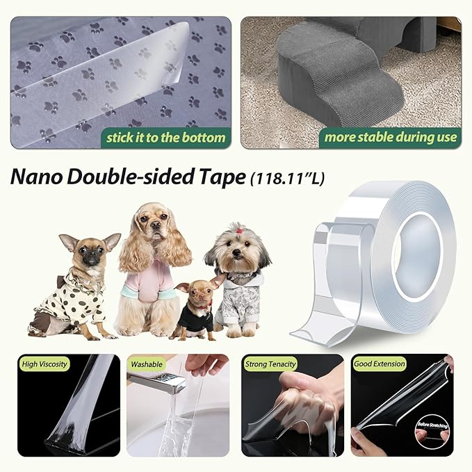 Dog Stairs for High Bed 28-32 Inches Tall, 6 Tier Non-Slip Pet Stairs Adjust to Left Side of Bed, Dog Steps for Small Dogs, Old Pets, and Injured Dogs, Gray