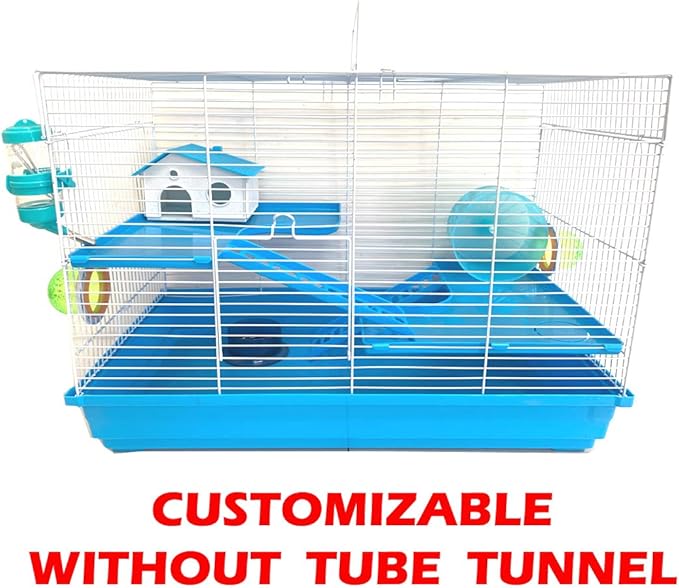 Large 3-Levels Dwarf Hamster Expandable and Customizable Habitat House Cage for Rodent Gerbil Mouse Mice Rat with Crossover Tube Tunnel