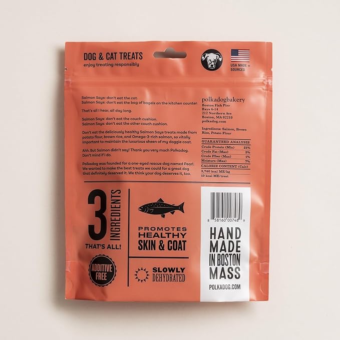 Polkadog Salmon Says Bone Shaped Dog Treats - Wild-Caught Salmon, Crunchy, All Natural, Limited Ingredient, Lean Protein & Omega-3 Rich Snacks for Dogs, Great for All Breeds, Made in USA - 7oz