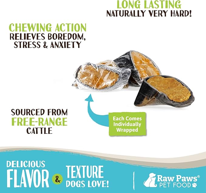 Raw Paws Filled Cow Hooves for Dogs - Bacon & Cheddar Flavor, (5-Count) Free Range Cow Hooves Stuffed Cheese Chew - Stuffed Hoof Dog Chews Treats - Cheese Dog Treats, Bacon Chew