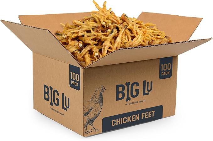 Big Lu – Nail-Free Chicken Feet Dog Chews, (100-Pack) | 100% Natural Single-Ingredient Treats, Rawhide-Free, Long-Lasting, Rich in Glucosamine and Chondroitin for Joint Health