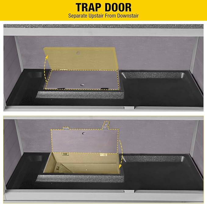 Aivituvin Rabbit Hutch Indoor Bunny Cage Outdoor Guinea Pig House 2 Story Wth 2 Leakproof Trays and 4 Movable Wheels 36" L