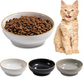 Cat Bowl 3 Pack, Pet Plate, Premium Ceramic Food Grade Pet Bowl Suitable for Dry and Wet Food, 5 in Feeding Indoor Cats, Kittens and Small Dogs, Dishwasher Safe (Black White Gray)