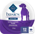 Blue Buffalo Basics Grain-Free Wet Dog Food for Small Breed Adult Dogs, Limited Ingredient Diet, Turkey Recipe, 3.5-oz Cups, 12 Count