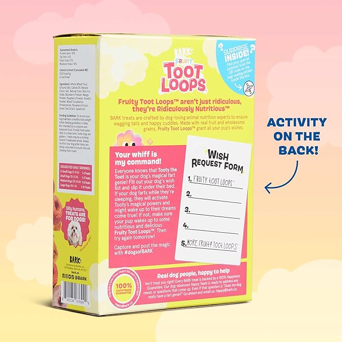 Barkbox Fruity Toot Loops-Real Mixed Berry Flavor with Real Fruit, Nutritious Grains, No Corn or Soy-24 oz Box