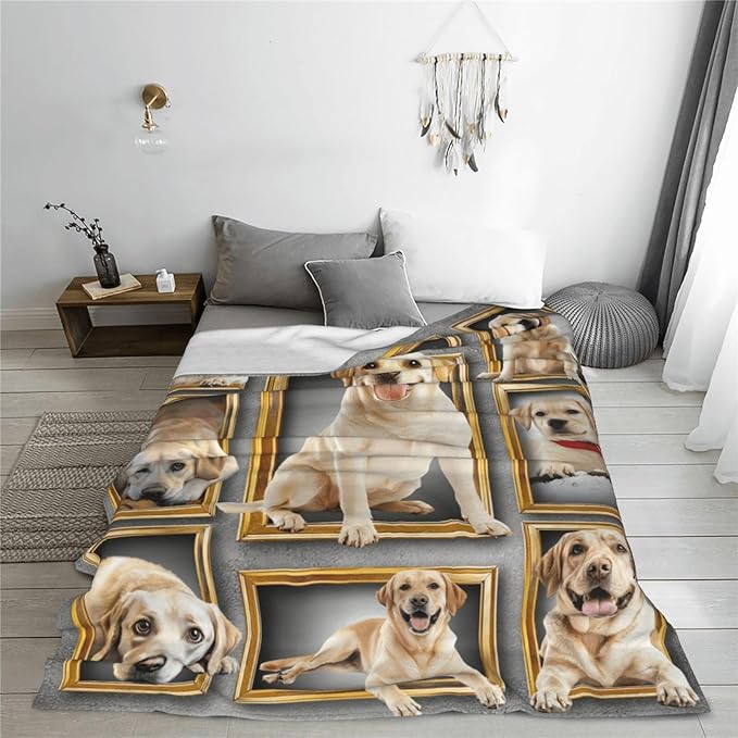 Labrador Gifts, Labrador Throw Blanket, Dog Gift for Women Men Boys Girls Lover Adult Cozy Fleece Flannel Bedding Stuff Animal Plush for Couch Sofa Bed Decor 50"X40"