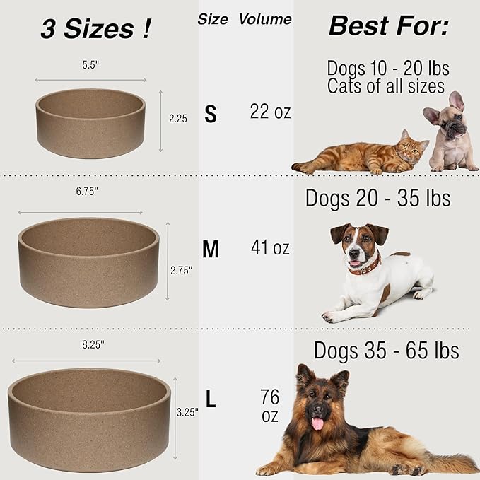 Loving Pets - Dolce Bamboo - Eco-Friendly Pet Bowls & Dishes for Dog, Cats, Puppy Food and Water Dish -Sustainable and Dishwasher Safe, Made with Real Bamboo (Small, Coffee-Brown)