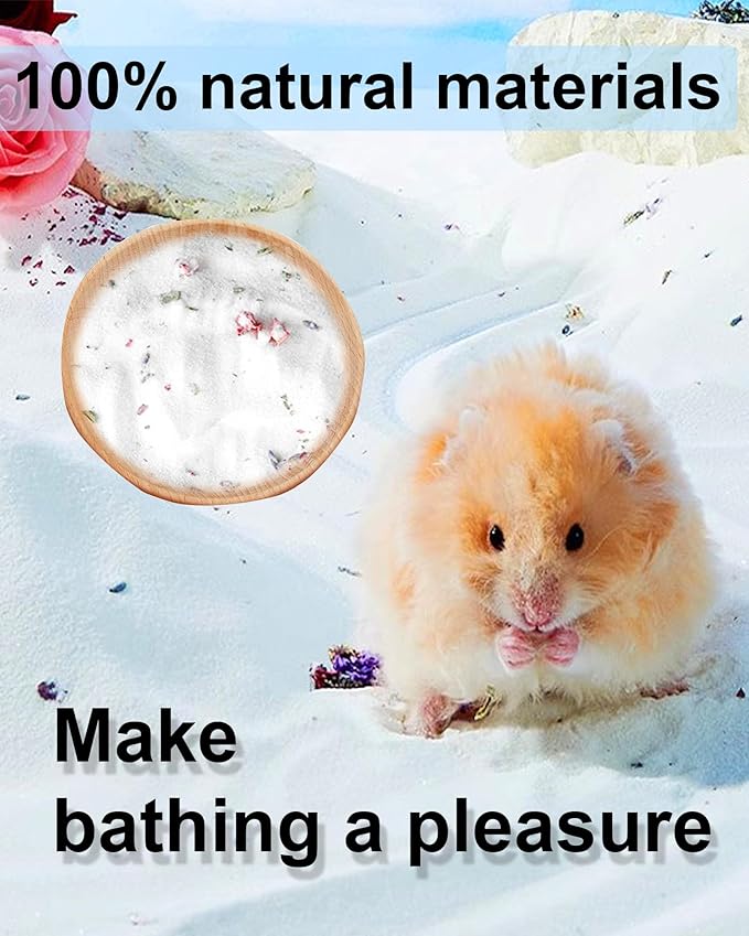 Meow&Woof Hamster Sand, 2.2LBS Chinchilla Dust Bath, 100% Natural Sands for Hamster Bath, No Dust Potty Litter Sand for Chinchillas Gerbil Syrian Mice, Small Animals Supplies (Flower Smell)