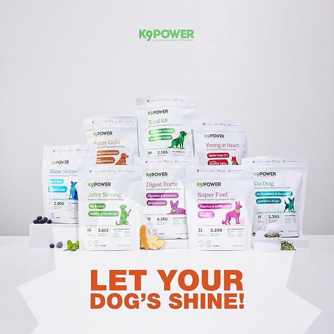 K9 Power Puppy Gold – Puppy Supplement for Growth & Development – Also Supports Pregnant & Nursing Mothers – Colostrum, DHA, Glucosamine, Collagen, Probiotics, Creatine, Milk Protein, Salmon Oil