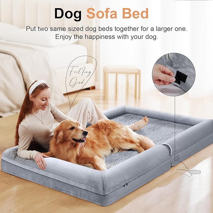 Large Dog Bed Orthopedic Washable: Beds Bolster XL Bed Large Big Dogs Memory Foam Couch Sofa Waterproof with Removable Cover