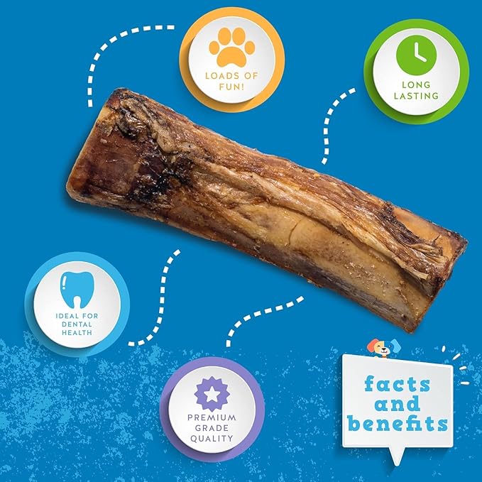Jack&Pup Marrow Bones for Dogs, Long Lasting Dog Bones for Large Dogs, 6" Marrow Bone, Natural Beef Bone (2 Pack)