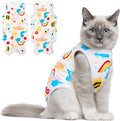 Coppthinktu Cat Recovery Suit Female Cats Onesie for Cats, Breathable Cat Surgery Suit for Surgical Abdominal Wounds Skin Diseases, Cute Kitten Spay Recovery Suit E-Collar Alternative Anti Licking
