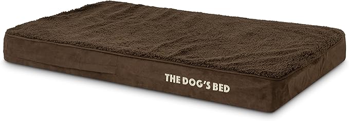 The Dog’s Bed Orthopedic Memory Foam Dog Bed for Large Dogs, Waterproof Washable Cover, Anti-Slip Base, Calming Surface – CertiPUR-Certified Foam, Brown Plush, 4 Inch Thick