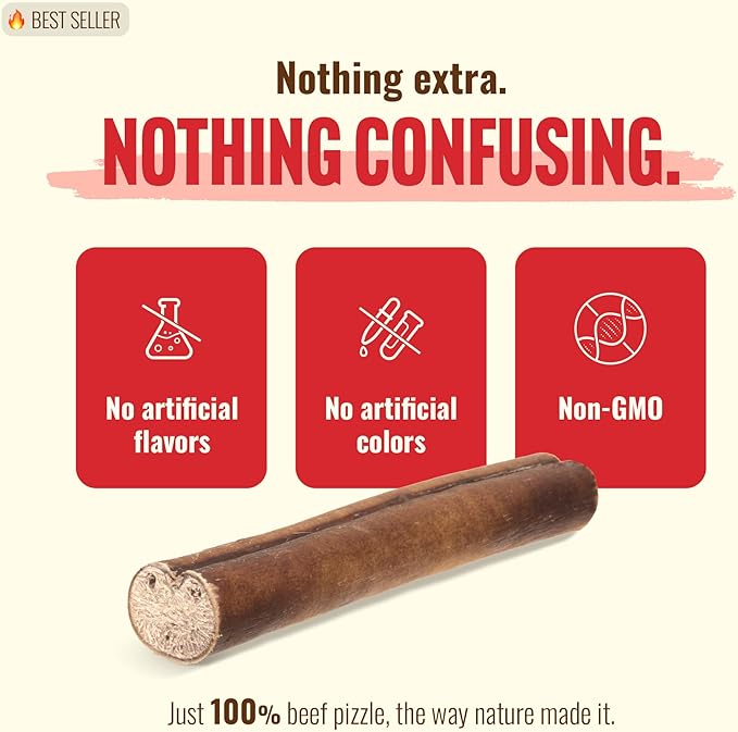Natural Farm Cold-Dried™ Bully Sticks 6 Inch (10 Count) – Odor Free Longer Lasting High Protein Dog Chews – 100% Beef Pizzle, Single Ingredient, Durable for Aggressive Chewers