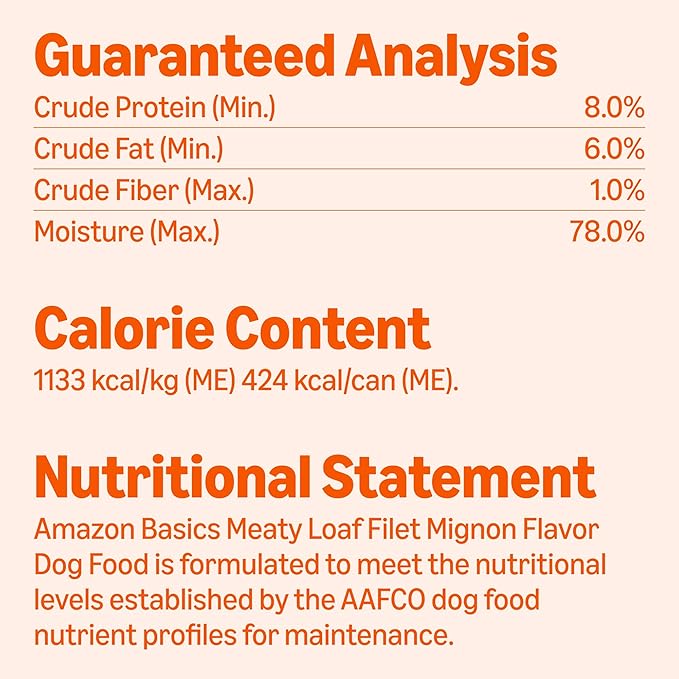 Amazon Basics Wet Dog Food, Meaty Loaf, Filet Mignon Flavor, Made with Real Chicken and Beef, 13.2 oz can (Pack of 12)