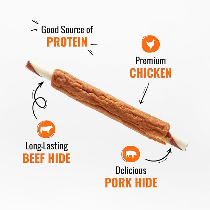 Good 'n' Fun Triple Flavor Ribs Chews for All Dogs, Treat Your Dog to Long-Lasting Chews Made with Beef Hide, Chicken and Pork Hide, 12 Ounces