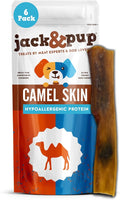 Jack&Pup Camel Skin Dog Chews for Aggressive Chewers Large - 6 ct – Hypoallergenic Collagen Sticks, Rawhide Free Single-Ingredient Collagen Chew Treats for Sensitive Stomach Dogs, Long Lasting Chews