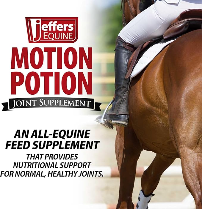 Jeffers Motion Potion Horse Joint Supplement Pellets – Glucosamine HCL, MSM, Chondroitin, Hyaluronic Acid, Vitamin C & E, Daily Equine Support for Senior & Active Horses – 10 lbs, 160 Day Supply