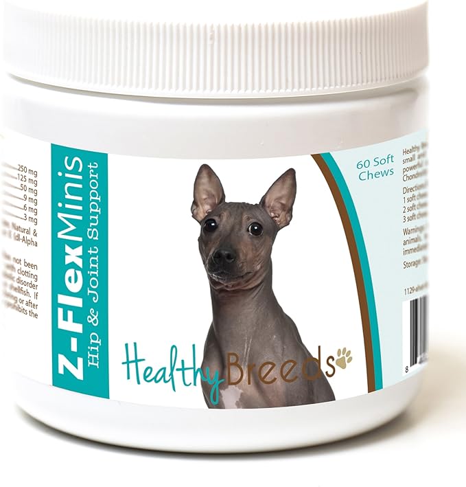 Healthy Breeds American Hairless Terrier Z-Flex Minis Hip and Joint Support Soft Chews 60 Count