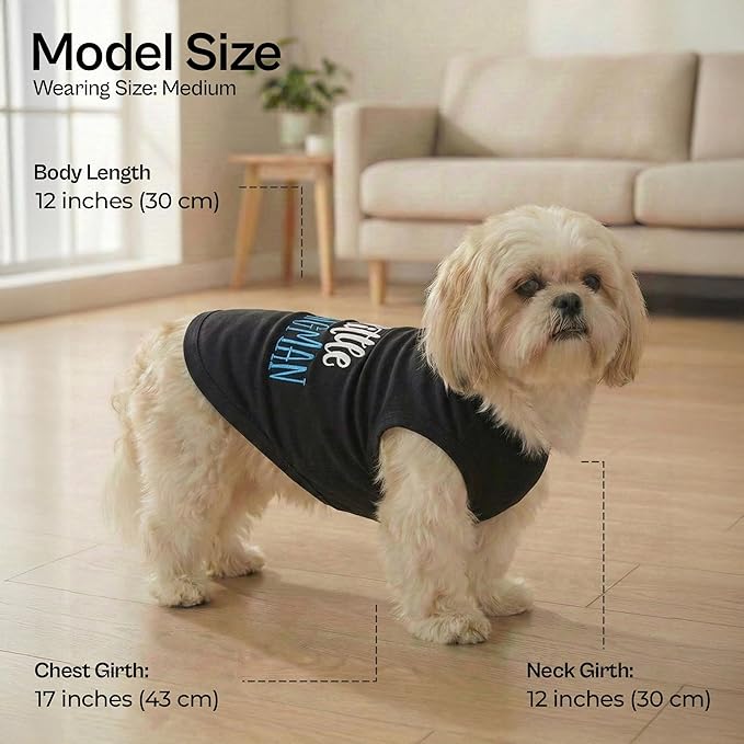 Parisian Pet Dog Shirt – 100% Cotton Shirts for Medium Dogs – Sleeveless Black Puppy Vest – Lightweight and Breathable Pet Apparel – Funny Summer Boy Dog Clothes - Stretchy Cute T Shirts for Dogs