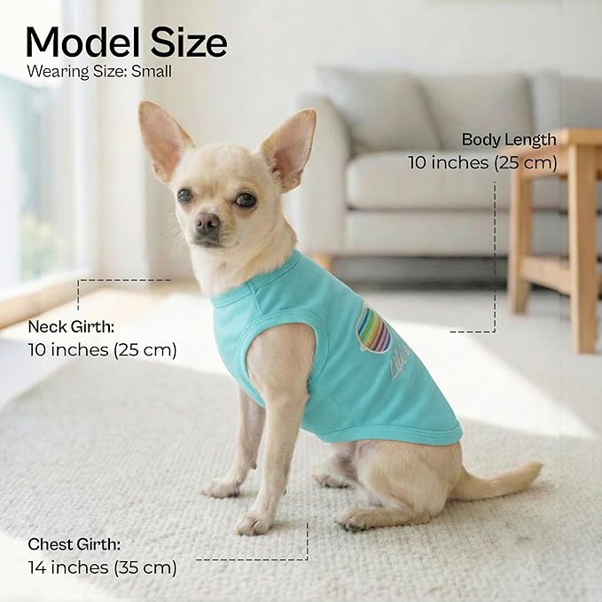 Parisian Pet Beach Dog Shirt – 100% Cotton Shirts for Small Dogs – Sleeveless Pet Vest – Lightweight and Breathable Dogs Apparel – Cute Summer Dog Clothes - Stretchy T Shirts for Pets
