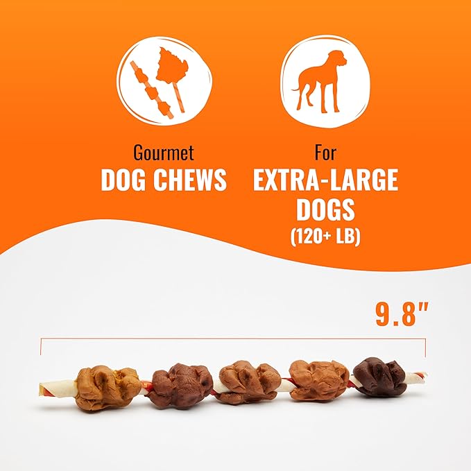 GOOD 'N' FUN Triple Flavor Colossal Kabobs Chews for Dogs, 3 Count, Treat Your Extra-Large Dog to Chews Made with Beef Hide, Chicken Liver, Chicken, Duck, Beef and Pork Flavor